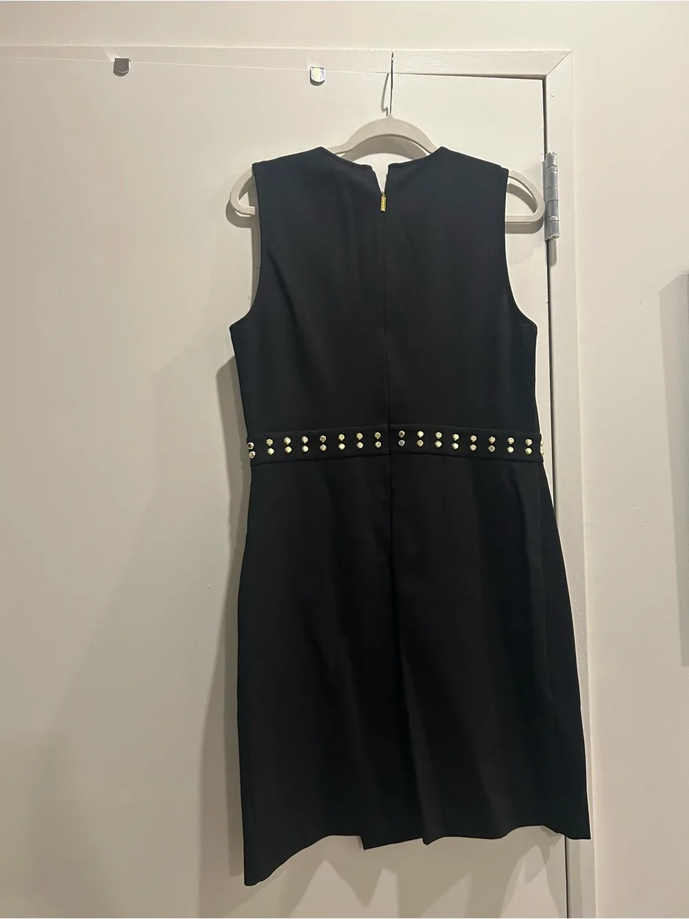 Michael Kors Black Studded Mini Dress with Gold Accents